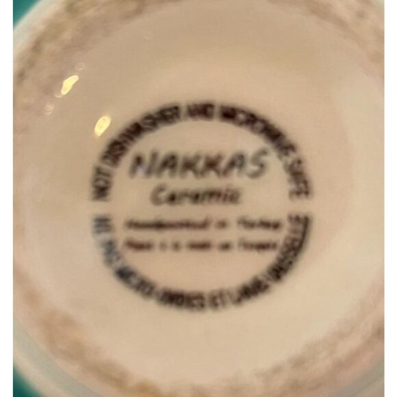 Nakkas Cini Turkish Ceramic Hand Painted Blue Green Small Tapas Bowl 5" Wide - Picture 7 of 8